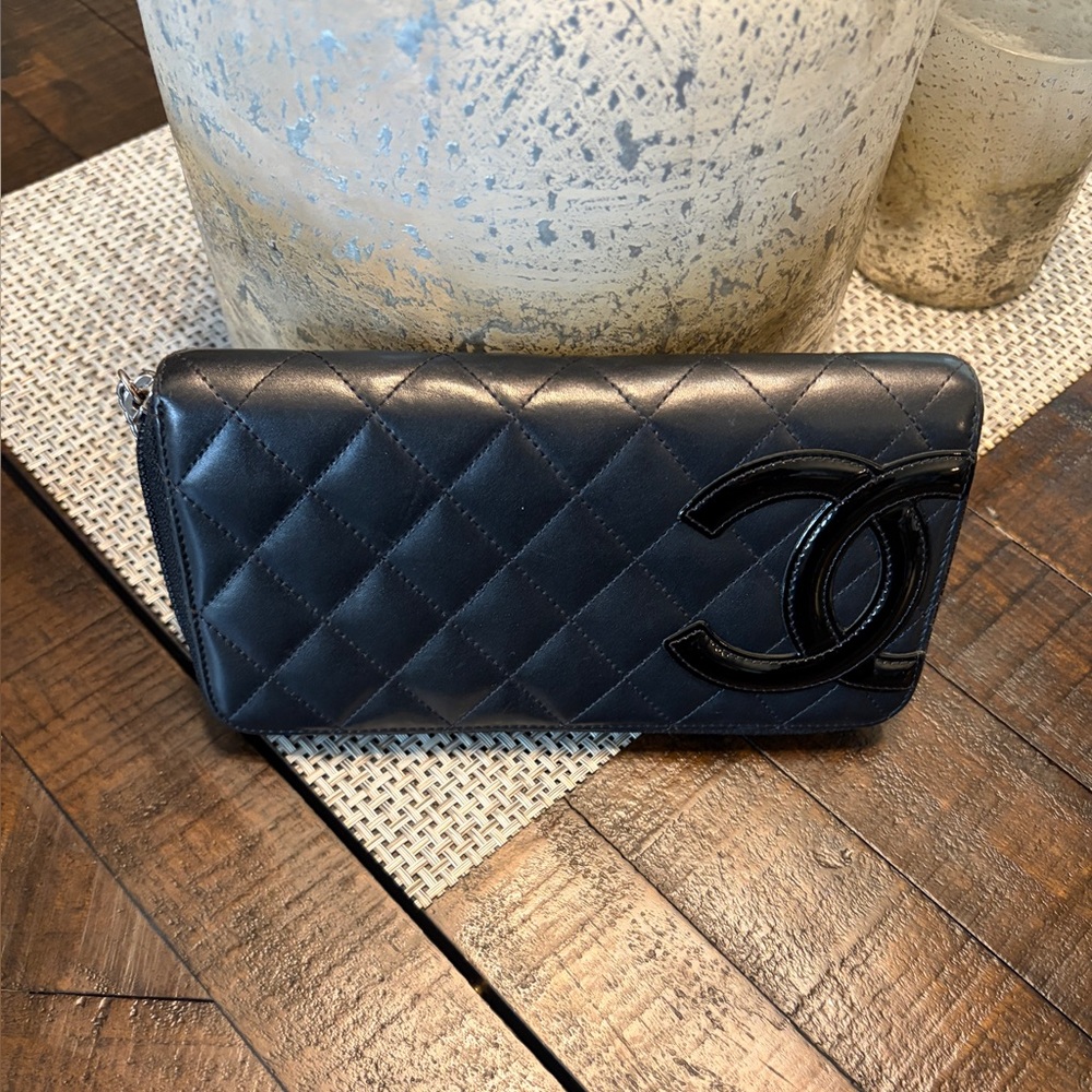 Chanel Cambon Quilted Zip Wallet in Black